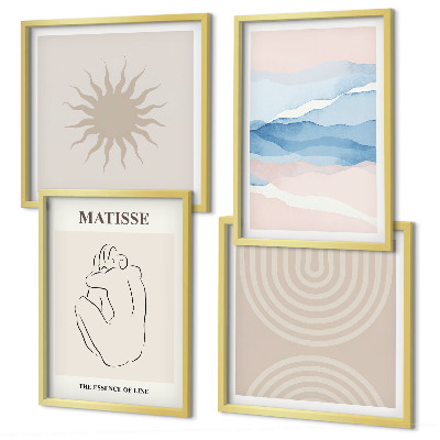 Wall art set Lines waves pastel minimalist