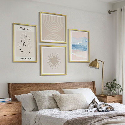 Wall art set Lines waves pastel minimalist