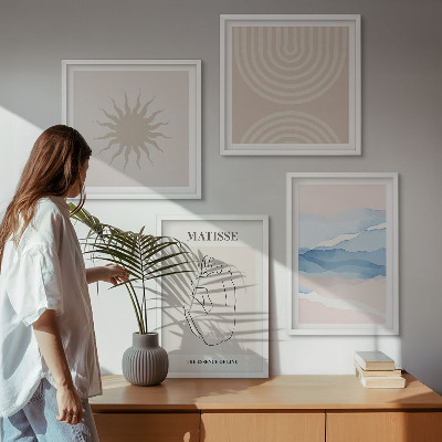 Wall art set Lines waves pastel minimalist