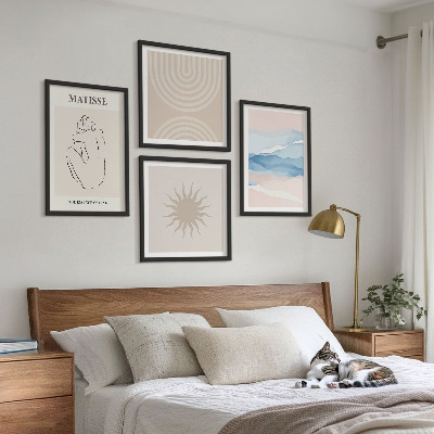 Wall art set Lines waves pastel minimalist
