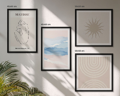 Wall art set Lines waves pastel minimalist