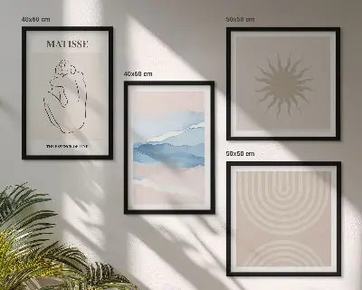 Wall art set minimalist pastel wavy lines