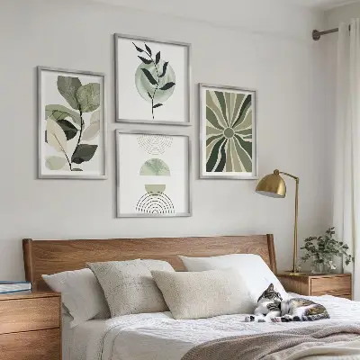 Geometric plant wall decor set multi-piece artistic wall art