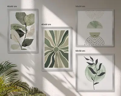 Geometric plant wall decor set multi-piece artistic wall art