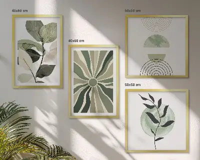 Geometric plant wall decor set multi-piece artistic wall art