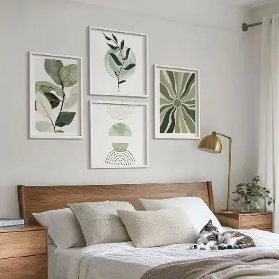 Geometric plant wall decor set multi-piece artistic wall art