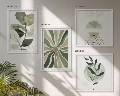 Geometric plant wall decor set multi-piece artistic wall art