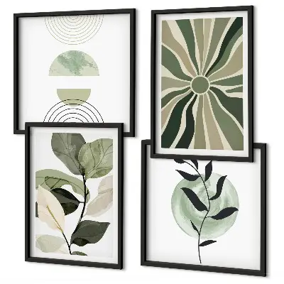 Geometric plant wall decor set multi-piece artistic wall art