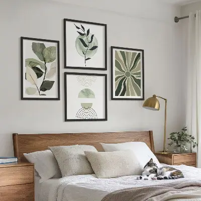 Geometric plant wall decor set multi-piece artistic wall art