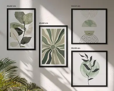 Geometric plant wall decor set multi-piece artistic wall art
