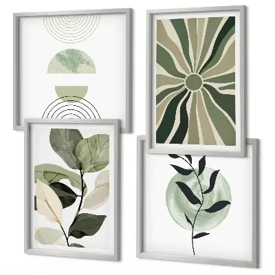 Geometric plant wall decor set multi-piece artistic wall art