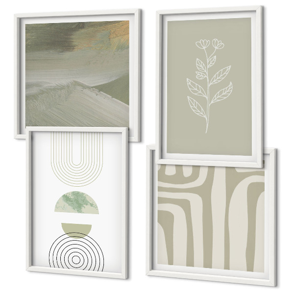 Wall art set Geometric plant patterns