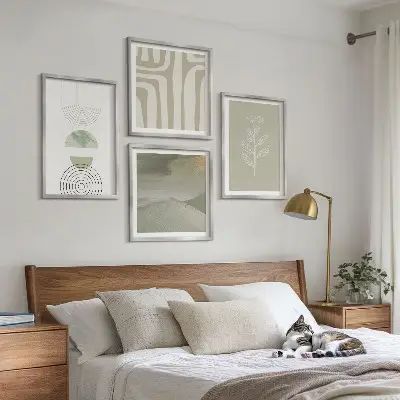 Wall art set with geometric plant patterns