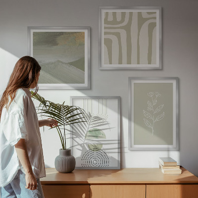 Wall art set Geometric plant patterns