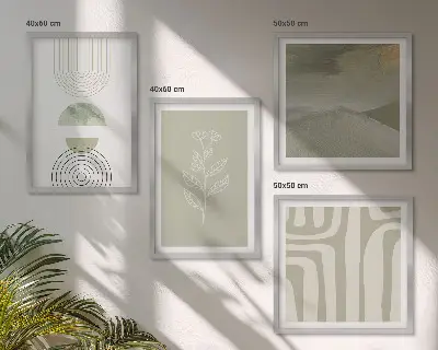 Wall art set with geometric plant patterns