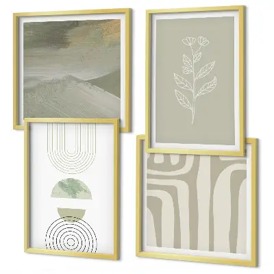 Wall art set with geometric plant patterns