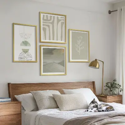 Wall art set with geometric plant patterns