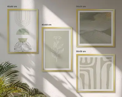 Wall art set with geometric plant patterns