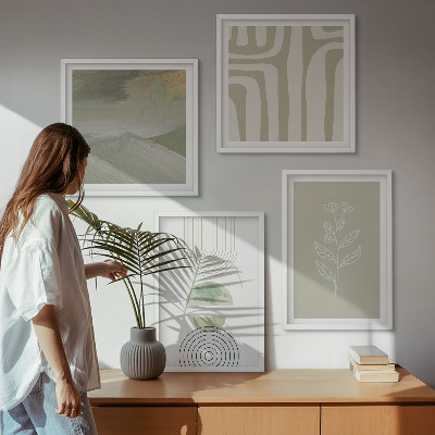 Wall art set Geometric plant patterns