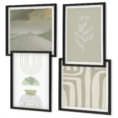 Wall art set with geometric plant patterns