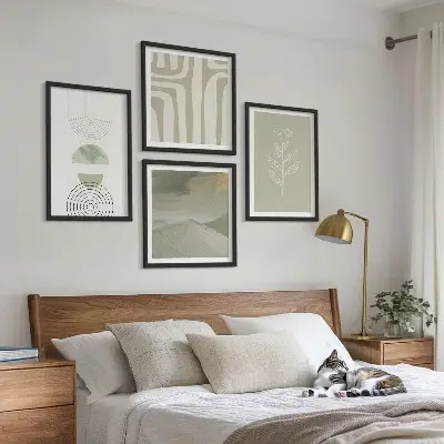 Wall art set with geometric plant patterns
