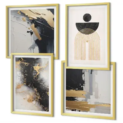 Set of 4 wall art pieces Abstract geometry composition