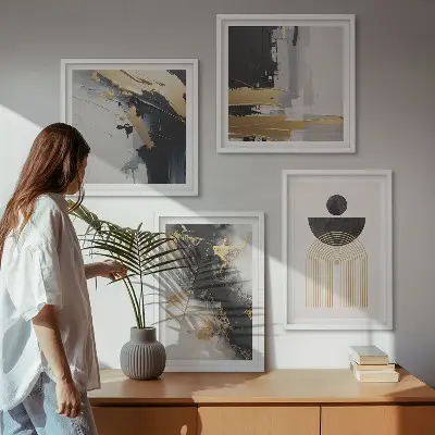 Abstract geometry wall art set of 4 pieces