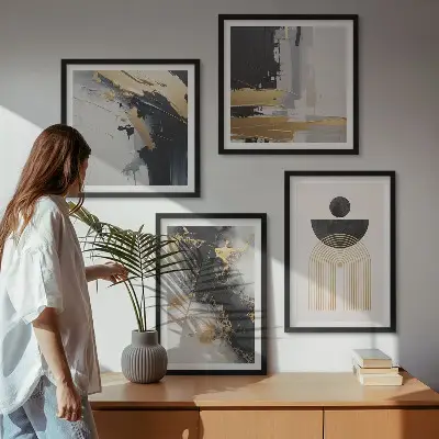 Abstract geometry wall art set of 4 pieces