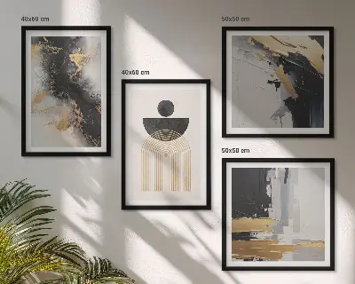 Set of 4 wall art pieces Abstract geometry composition