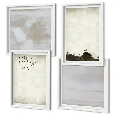 Wall art set Flock of birds texture