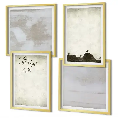 Wall art set Flock of birds texture