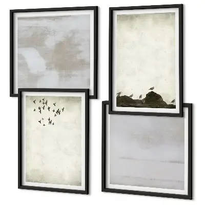 Wall art set Flock of birds texture