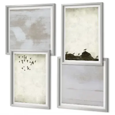 Wall art set Flock of birds texture
