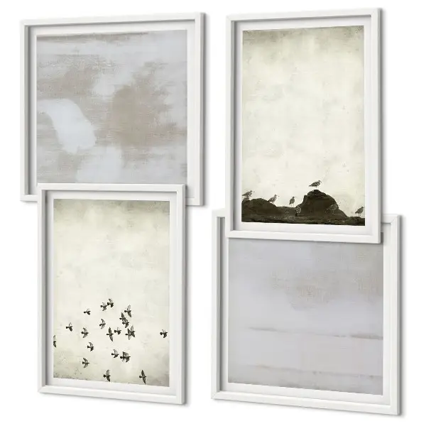Minimalistic Birds in Flight Wall Art set of 4 pieces