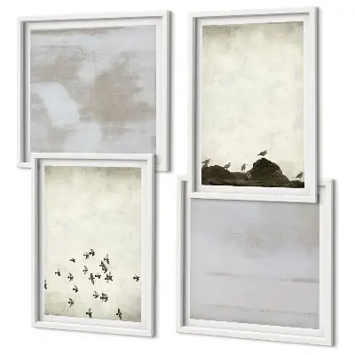 Set of 4 wall art pieces Minimalistic Birds in Flight