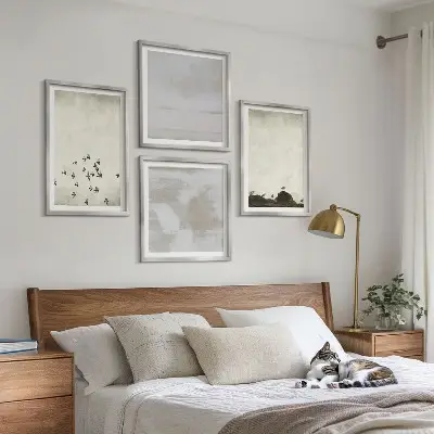 Minimalistic Birds in Flight Wall Art set of 4 pieces