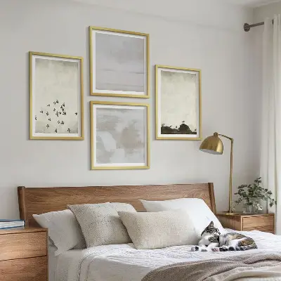 Minimalistic Birds in Flight Wall Art set of 4 pieces