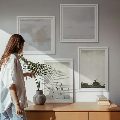 Minimalistic Birds in Flight Wall Art set of 4 pieces