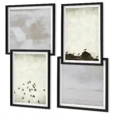 Minimalistic Birds in Flight Wall Art set of 4 pieces