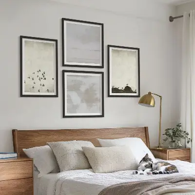 Minimalistic Birds in Flight Wall Art set of 4 pieces