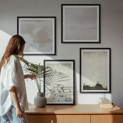 Set of 4 wall art pieces Minimalistic Birds in Flight