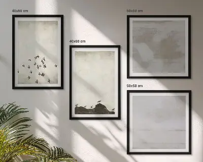 Set of 4 wall art pieces Minimalistic Birds in Flight
