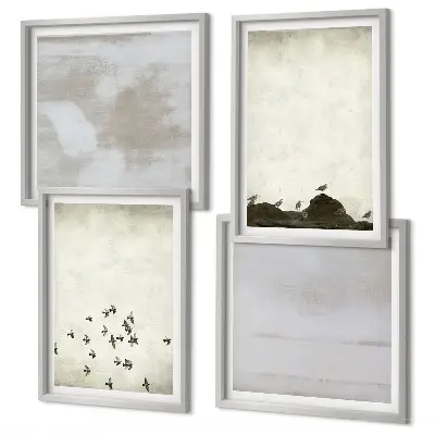 Minimalistic Birds in Flight Wall Art set of 4 pieces