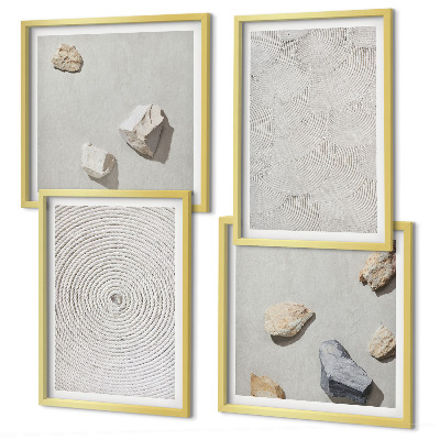 Set of 4 wall art pieces Geometric cardboard stones