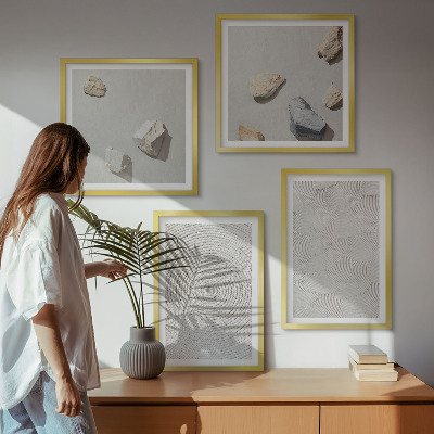 Set of 4 wall art pieces Geometric cardboard stones
