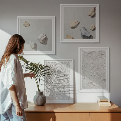 Set of 4 wall art pieces Geometric cardboard stones