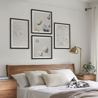 Set of 4 wall art pieces Geometric cardboard stones