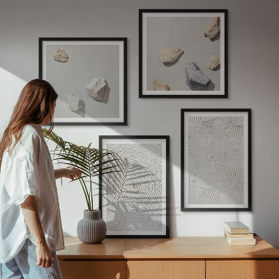 Set of 4 wall art pieces Geometric cardboard stones