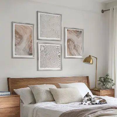 Multi-piece wall decor set featuring marble stone texture patterns