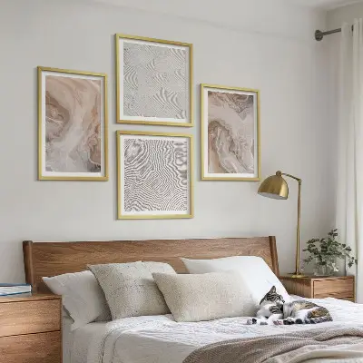 Multi-piece wall decor set featuring marble stone texture patterns